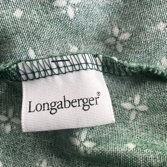 Longaberger Green Heritage 1990s Laundry Basket Liner Green & White - Picture 7 of 10
